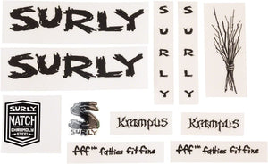 Surly Sticker/Decal Metallic Black Surly Krampus Frame Decal Set