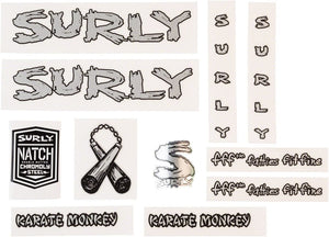 Surly Sticker/Decal Metallic Silver Surly Karate Monkey Frame Decal Set