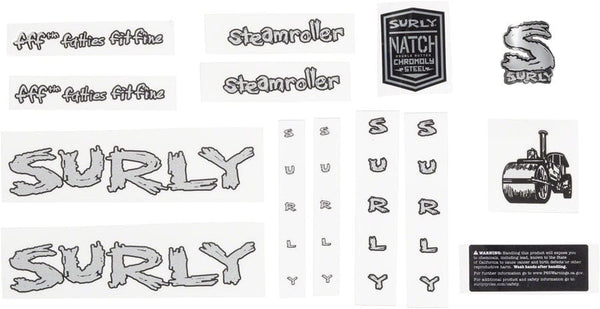 Surly Sticker/Decal Silver Surly Steamroller Decal Set