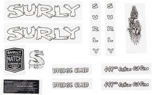 Surly Sticker/Decal White With Mushrooms Surly Bridge Club Frame Decal Set