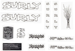 Surly Sticker/Decal White With Sticks Surly Krampus Frame Decal Set