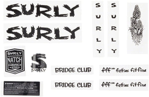 Surly Stickers Bridge Club / Black Surly Replacement Decal Set