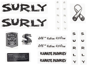 Surly Stickers Karate Monkey / Black Surly Replacement Decal Set