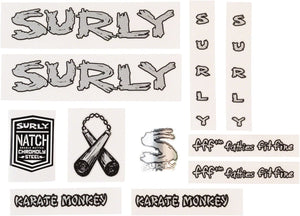 Surly Stickers Karate Monkey / Silver Surly Replacement Decal Set