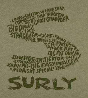 Surly T-Shirt Surly Steel Consortium Mens T-shirt  Olive Green