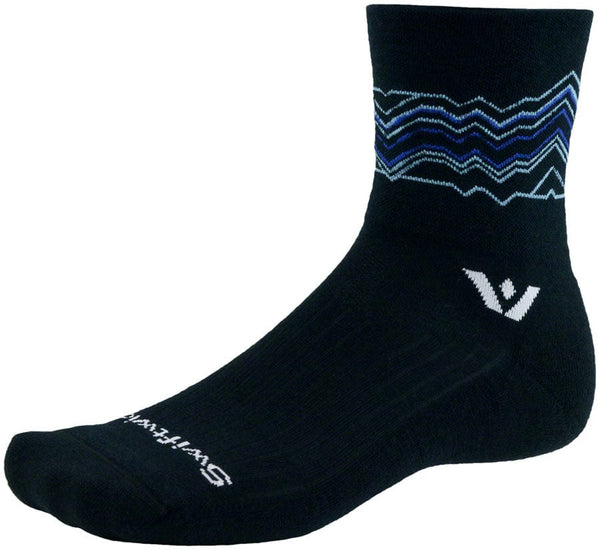 Swiftwick Socks Large / Black/Blue Swiftwick Pursuit Quarter Crew Socks - 4" Black