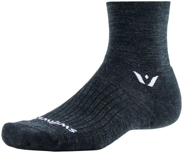 Swiftwick Socks Large / Coal Swiftwick Pursuit Quarter Crew Socks - 4" Black