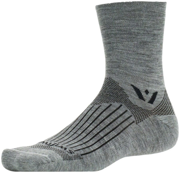 Swiftwick Socks Large / Heather Swiftwick Pursuit Quarter Crew Socks - 4" Black