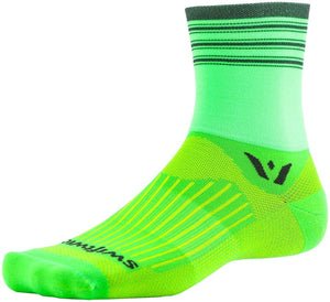 Swiftwick Socks Small Swiftwick Aspire Four Stripe Socks - 4" Green/Gray