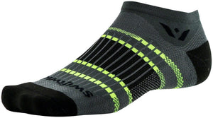 Swiftwick Socks Swiftwick Aspire Zero Stripe Socks - No Show Gray/Black Small