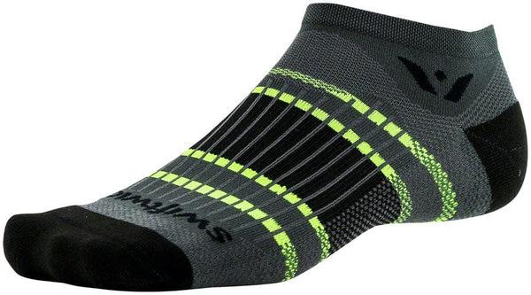Swiftwick Socks Swiftwick Aspire Zero Stripe Socks - No Show Gray/Black Small