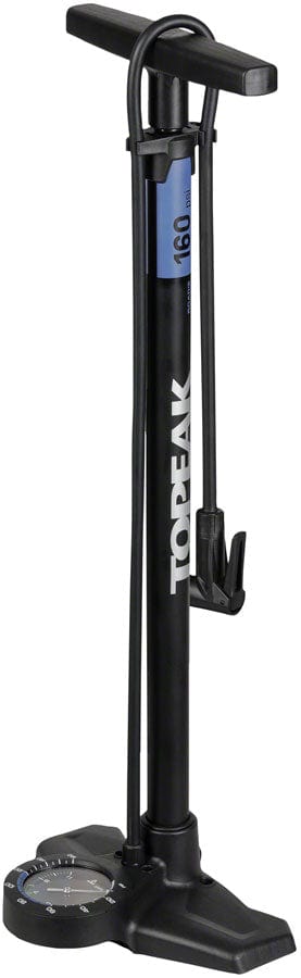 Topeak Floor Pumps Topeak Joeblow Roadie Ex Floor Pump - Steel Barrel / Plastic Base 3.5" Base Mount Gauge 160 Psi /11 Bar Smarthead BLK/Blue