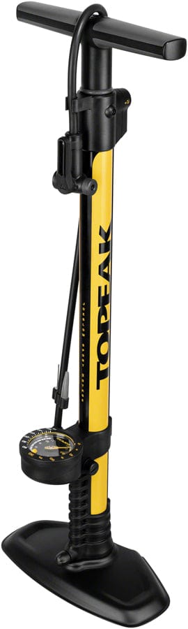 Topeak Floor Pumps Topeak JoeBlow Sport 2Stage Floor Pump - 160psi / 11bar 3" Gauge 2-Stage Switch Pressure Gauge TwinHead DX5 YLW/BLK