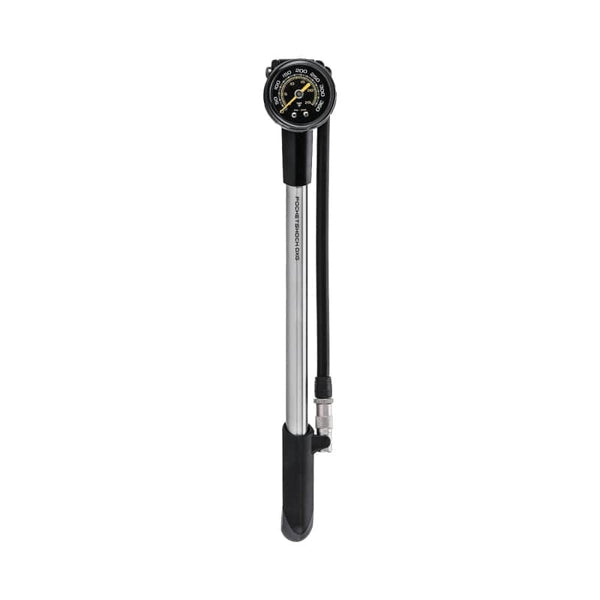 Topeak Floor Pumps Topeak Pocket Shock DXG XL Shock Pump Analog SV 360psi 12` Aluminum Silver