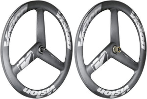 Vision Wheels Vision Metron 3-Spoke Wheelset Tubeless 700c 3-Spoke Aero Design Disc Brake Center Lock Rotor Mount – BLK
