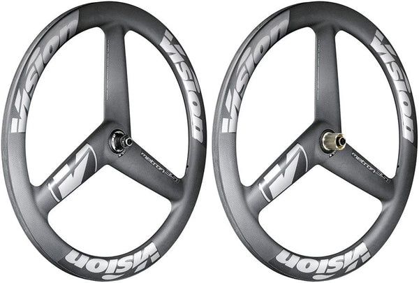 Vision Wheels Vision Metron 3-Spoke Wheelset Tubeless 700c 3-Spoke Aero Design Disc Brake Center Lock Rotor Mount – BLK