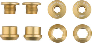 Wolf Tooth Chainring Bolts and Hardware Set/4 / Gold Wolf Tooth 1x Chainring Bolt Set - 6mm Dual Hex Fittings