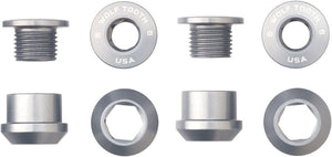 Wolf Tooth Chainring Bolts and Hardware Set/4 / Raw Silver Wolf Tooth 1x Chainring Bolt Set - 6mm Dual Hex Fittings