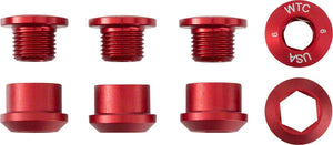 Wolf Tooth Chainring Bolts and Hardware Set/4 / Red Wolf Tooth 1x Chainring Bolt Set - 6mm Dual Hex Fittings
