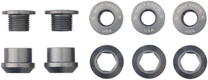 Wolf Tooth Chainring Bolts and Hardware Set/5 / Gun Metal Gray Wolf Tooth 1x Chainring Bolt Set - 6mm Dual Hex Fittings
