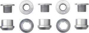 Wolf Tooth Chainring Bolts and Hardware Set/5 / Raw Silver Wolf Tooth 1x Chainring Bolt Set - 6mm Dual Hex Fittings
