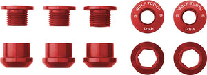 Wolf Tooth Chainring Bolts and Hardware Set/5 / Red Wolf Tooth 1x Chainring Bolt Set - 6mm Dual Hex Fittings