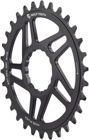 Wolf Tooth Chainrings 30T Wolf Tooth Direct Mount Chainring - RaceFace/Easton CINCH Direct Mount Boost 3mm Offset Requires 12-Speed Hyperglide+ Chain BLK