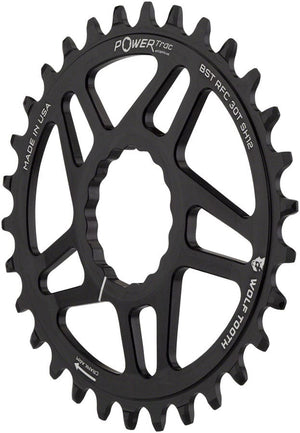 Wolf Tooth Chainrings 30T Wolf Tooth Elliptical Direct Mount Chainring - RaceFace CINCH Boost Drop-Stop ST Shimano 12 Speed HG+, Black