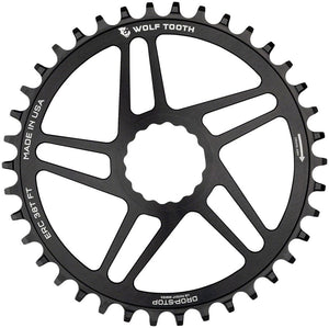 Wolf Tooth Chainrings 38T Wolf Tooth Direct Mount Chainring - RaceFace/Easton CINCH Direct Mount Drop-Stop 10/11/12-Speed Eagle Flattop Compatible BLK