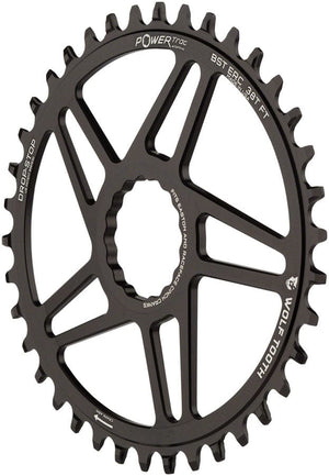 Wolf Tooth Chainrings 38T Wolf Tooth Elliptical Direct Mount Chainring - RaceFace/Easton CINCH Direct Mount 3mm Offset Drop-Stop Flattop Compatible, Black