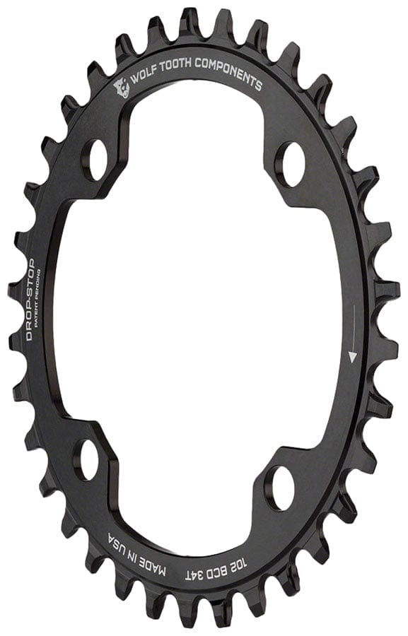 Wolf Tooth Chainrings Wolf Tooth 102 BCD Chainring - 32t 102 BCD 4-Bolt Drop-Stop For Shimano XTR M960 Cranks BLK