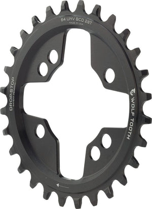 Wolf Tooth Chainrings Wolf Tooth 64 BCD Chainring - 28t 64 BCD Universal Mount Drop-Stop A Black