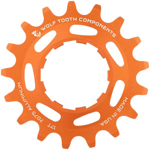 Wolf Tooth Freehubs Wolf Tooth Single Speed Aluminum Cog - 17t Compatible 3/32" Chains Orange