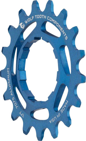 Wolf Tooth Freehubs Wolf Tooth Single Speed Aluminum Cog - 17t Compatible with 3/32" Chains Blue