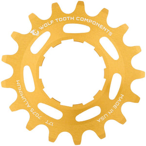 Wolf Tooth Freehubs Wolf Tooth Single Speed Aluminum Cog - 17t Compatible with 3/32" Chains Gold