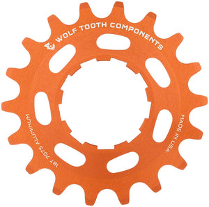 Wolf Tooth Freehubs Wolf Tooth Single Speed Aluminum Cog - 18t Compatible 3/32" Chains Orange