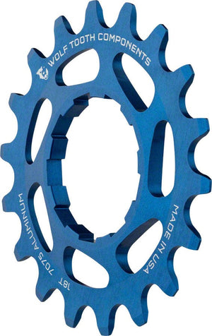Wolf Tooth Freehubs Wolf Tooth Single Speed Aluminum Cog - 18t Compatible with 3/32" Chains Blue