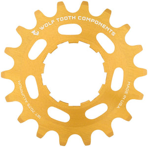 Wolf Tooth Freehubs Wolf Tooth Single Speed Aluminum Cog - 18t Compatible with 3/32" Chains Gold