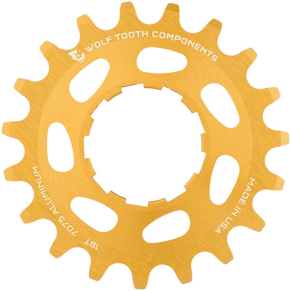 Wolf Tooth Freehubs Wolf Tooth Single Speed Aluminum Cog - 19t Compatible with 3/32" Chains Gold