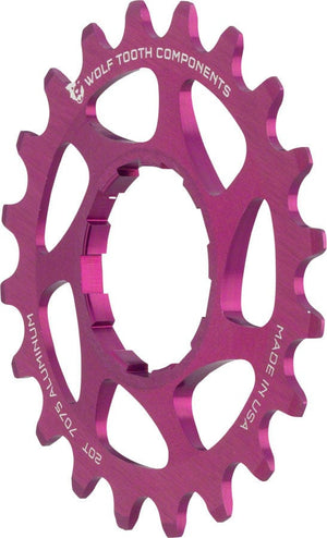 Wolf Tooth Freehubs Wolf Tooth Single Speed Aluminum Cog - 20t Compatible 3/32" Chains Purple