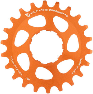 Wolf Tooth Freehubs Wolf Tooth Single Speed Aluminum Cog - 22t Compatible 3/32" Chains Orange