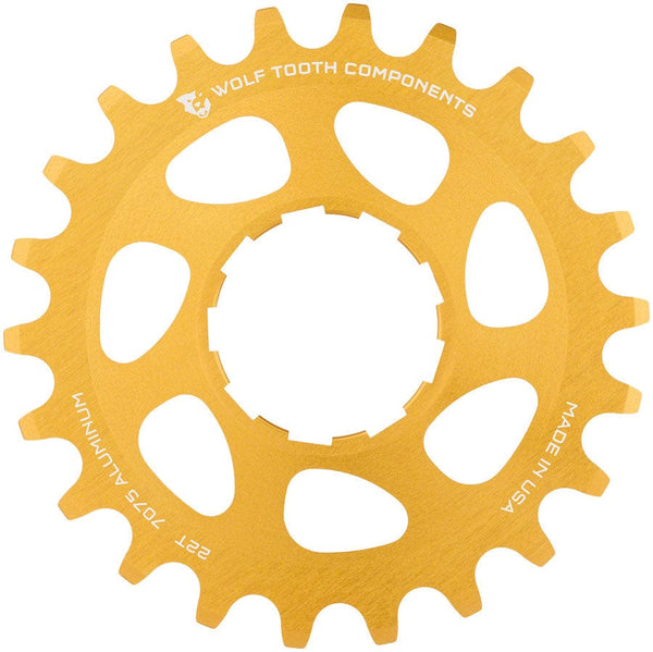 Wolf Tooth Freehubs Wolf Tooth Single Speed Aluminum Cog - 22t Compatible with 3/32" Chains Gold