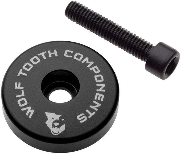 Wolf Tooth Headset Top Caps Black Wolf Tooth Ultralight Stem Cap with Integrated 5mm Spacer