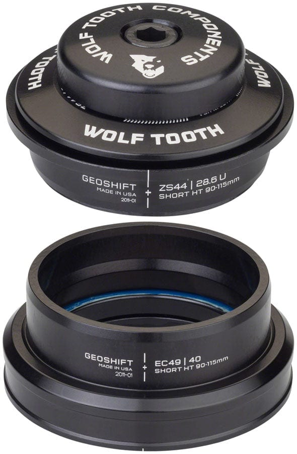 Wolf Tooth Headsets Wolf Tooth GeoShift Performance Angle Headset - 1 Deg Short ZS44/EC49 Black