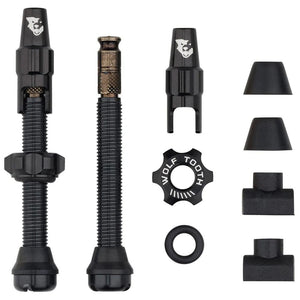 Wolf Tooth Tubeless Valves 44Mm / Black Wolf Tooth Tubeless Clik Valve Stem Kit