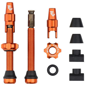 Wolf Tooth Tubeless Valves 44Mm / Orange Wolf Tooth Tubeless Clik Valve Stem Kit