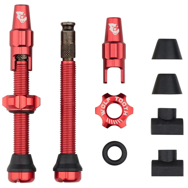 Wolf Tooth Tubeless Valves 44Mm / Red Wolf Tooth Tubeless Clik Valve Stem Kit