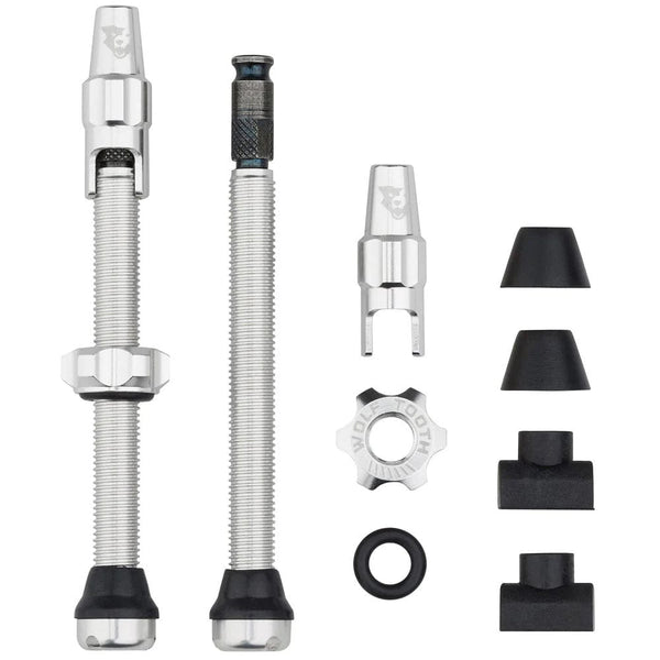 Wolf Tooth Tubeless Valves 60Mm / Raw Silver Wolf Tooth Tubeless Clik Valve Stem Kit