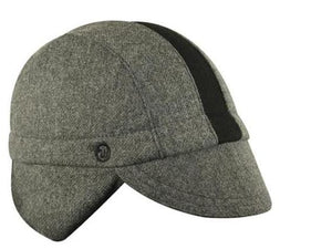 Walz Caps Hats Wool 3-Panel Ear Flap Grey/Black Cap